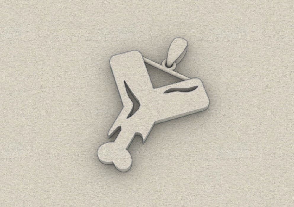 Model 973 Y Zombie Initial Letter Alphabet Pendant 3D print model_8