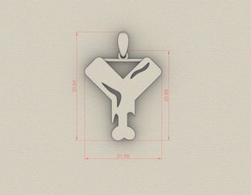 Model 973 Y Zombie Initial Letter Alphabet Pendant 3D print model_5