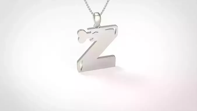 Model 974 Z Zombie Initial Letter Alphabet Pendant 3D print model