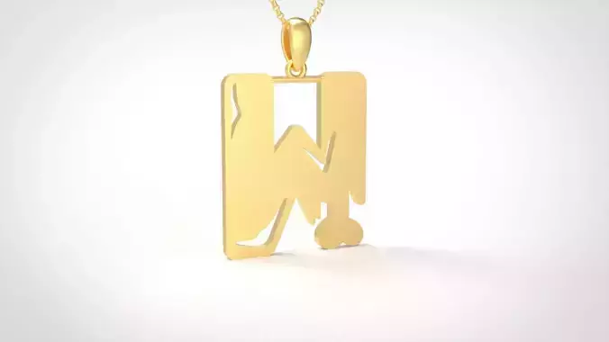 Model 975 W Zombie Initial Letter Alphabet Pendant 3D print model