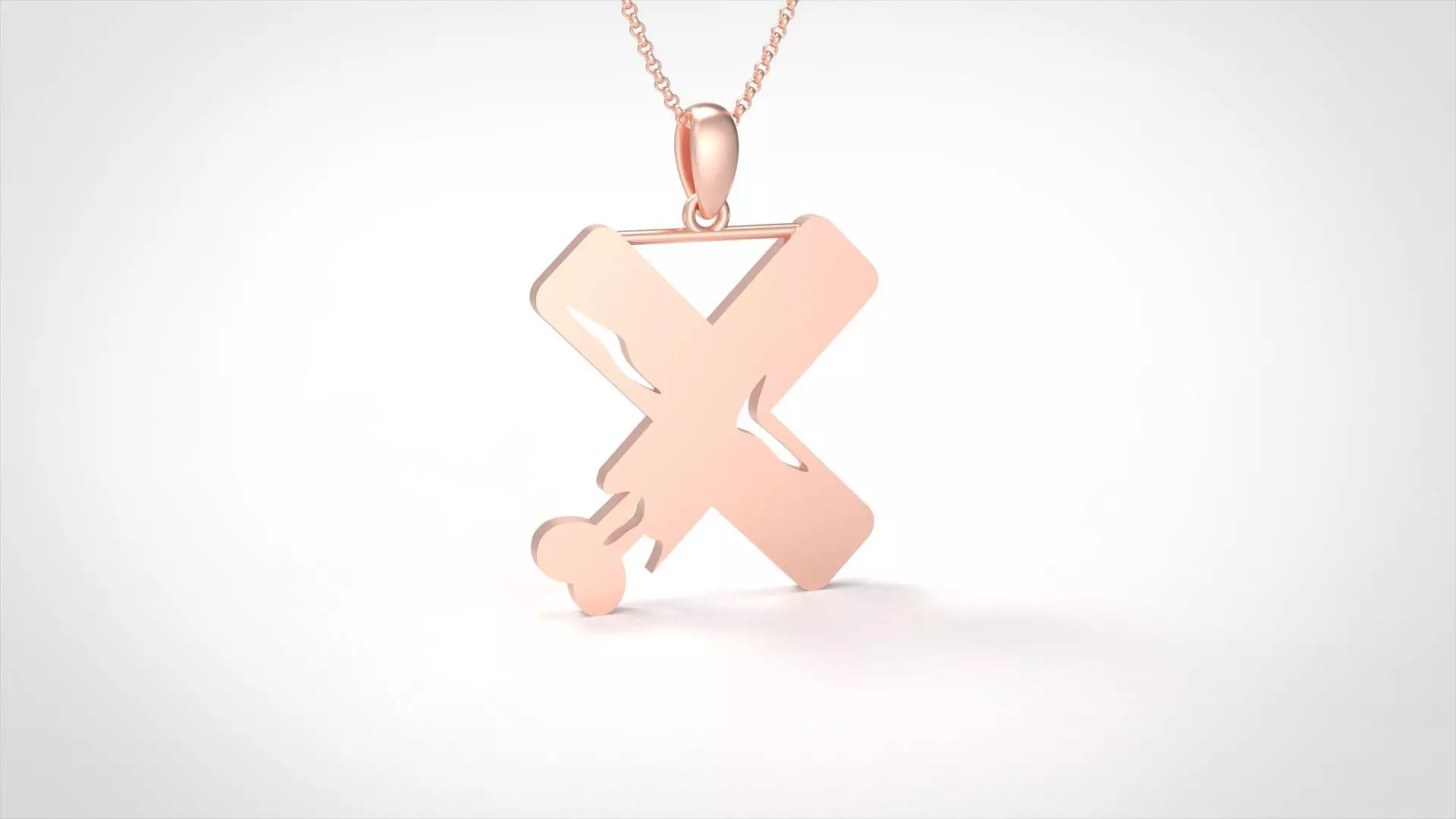 Model 976 X Zombie Initial Letter Alphabet Pendant 3D print model_0