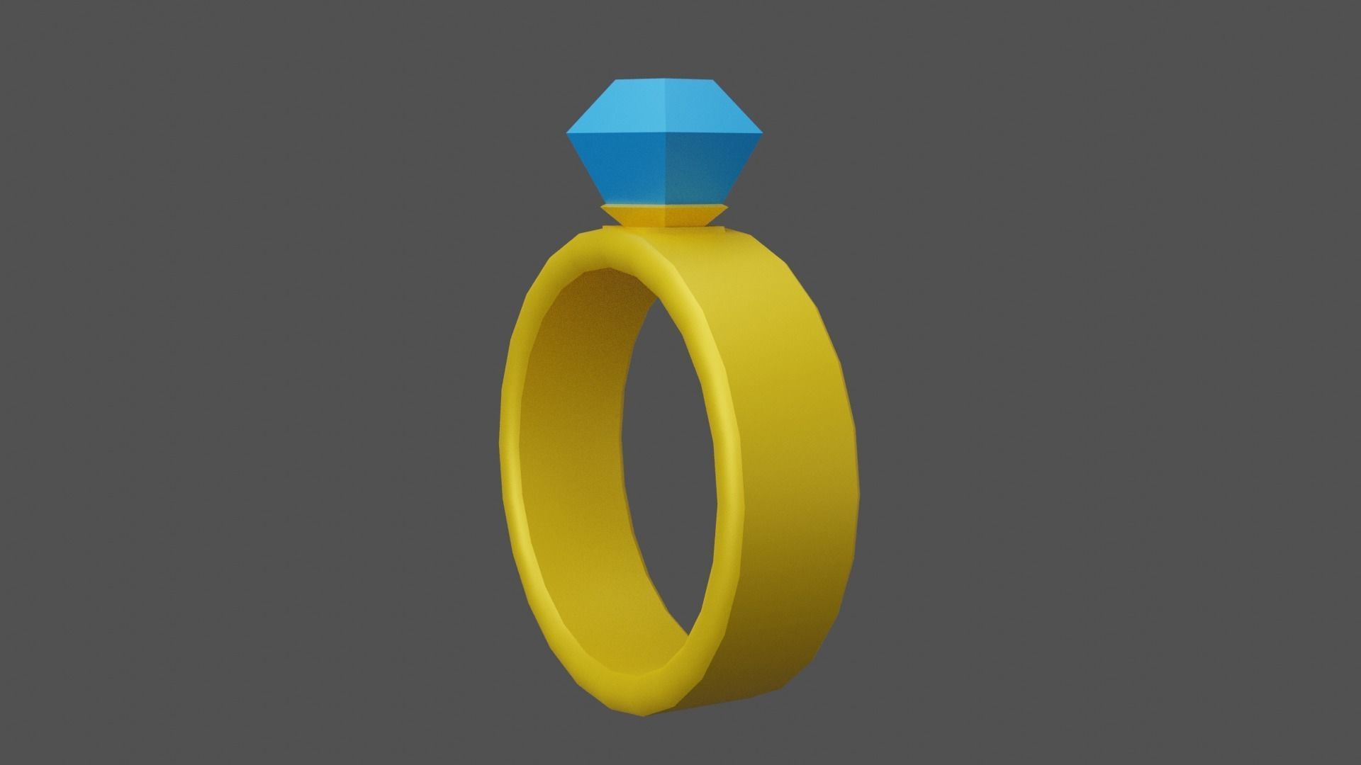 Ring low poly with stone Low-poly 3D model_3