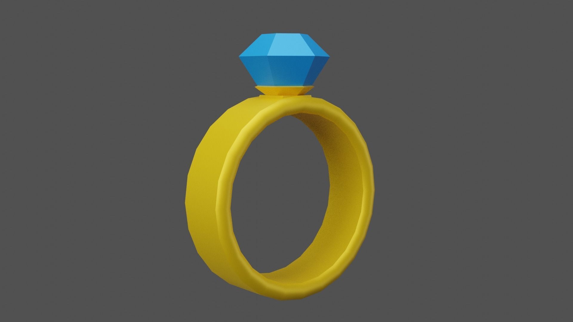 Ring low poly with stone Low-poly 3D model_1