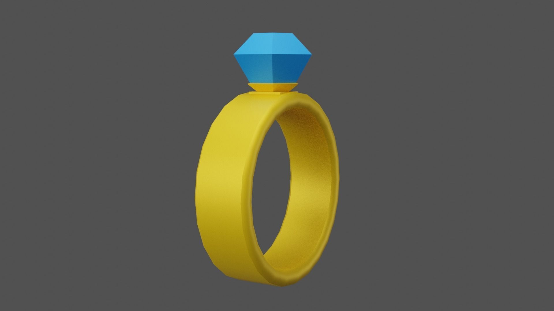 Ring low poly with stone Low-poly 3D model_2