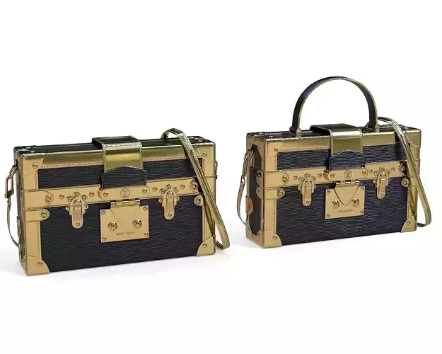 Louis Vuitton Petite Malle Gold Low-poly 3D model