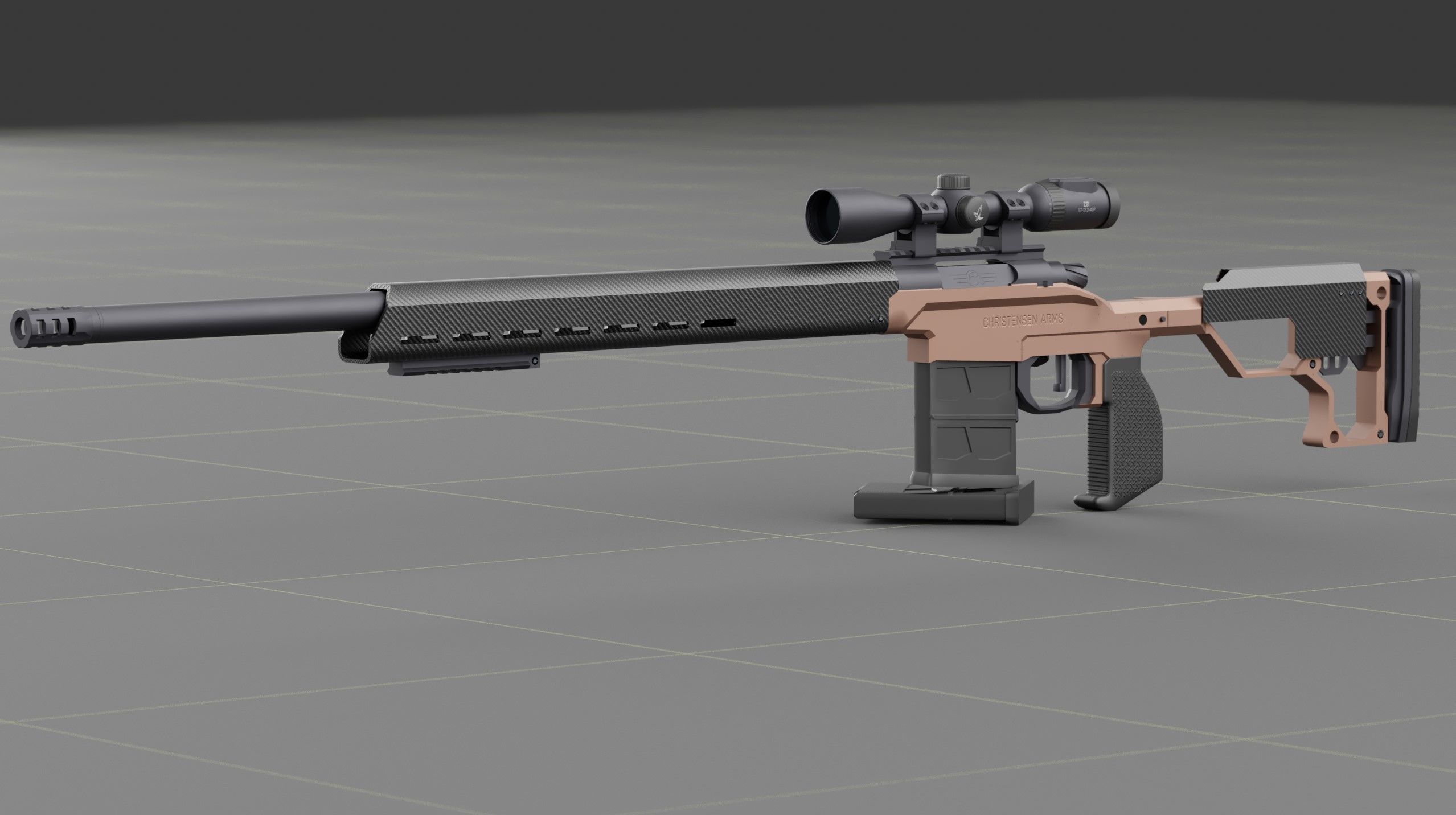 Christensen Arms MPR with Swarovski Optics Low-poly 3D model_6