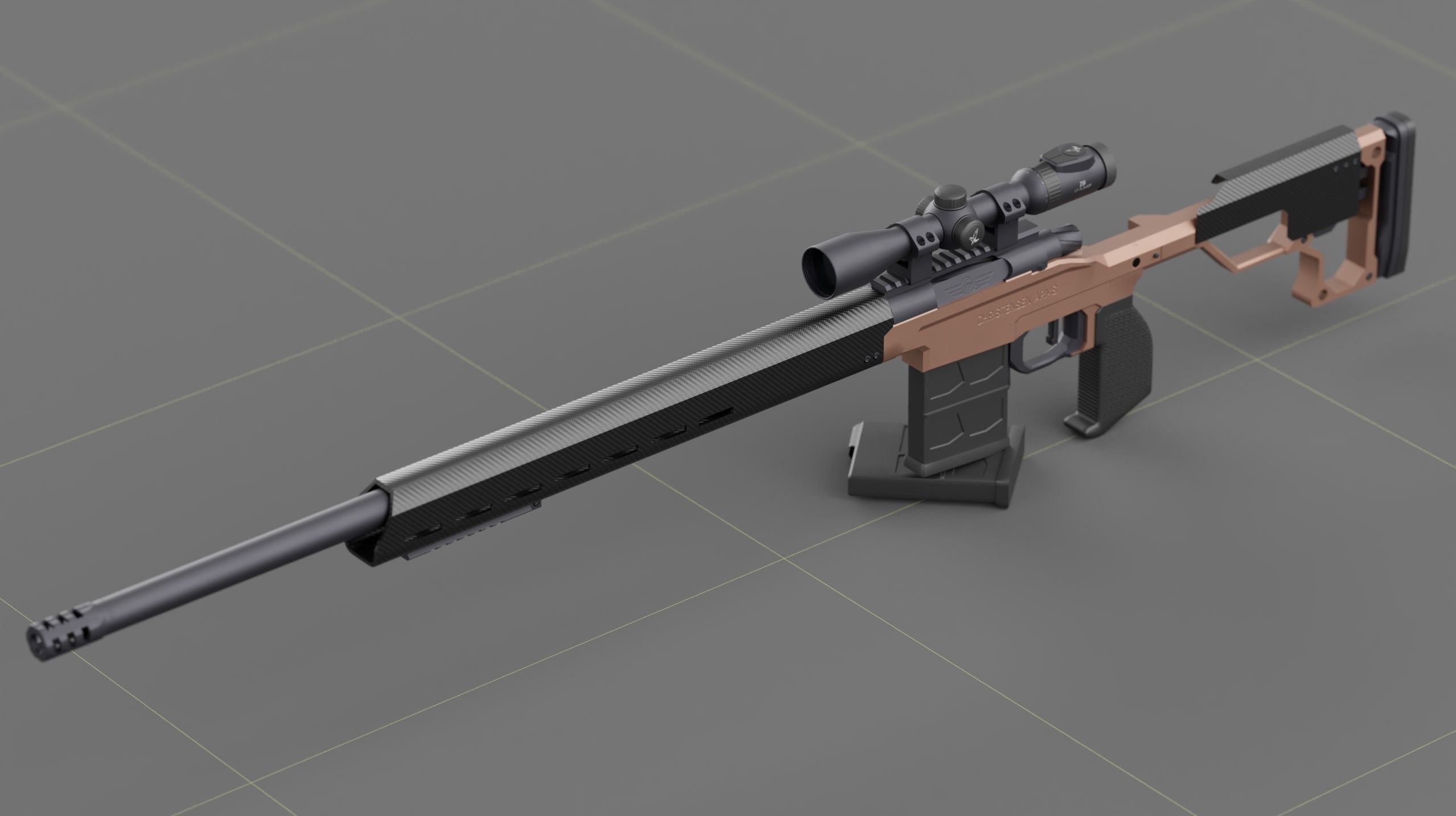 Christensen Arms MPR with Swarovski Optics Low-poly 3D model_1