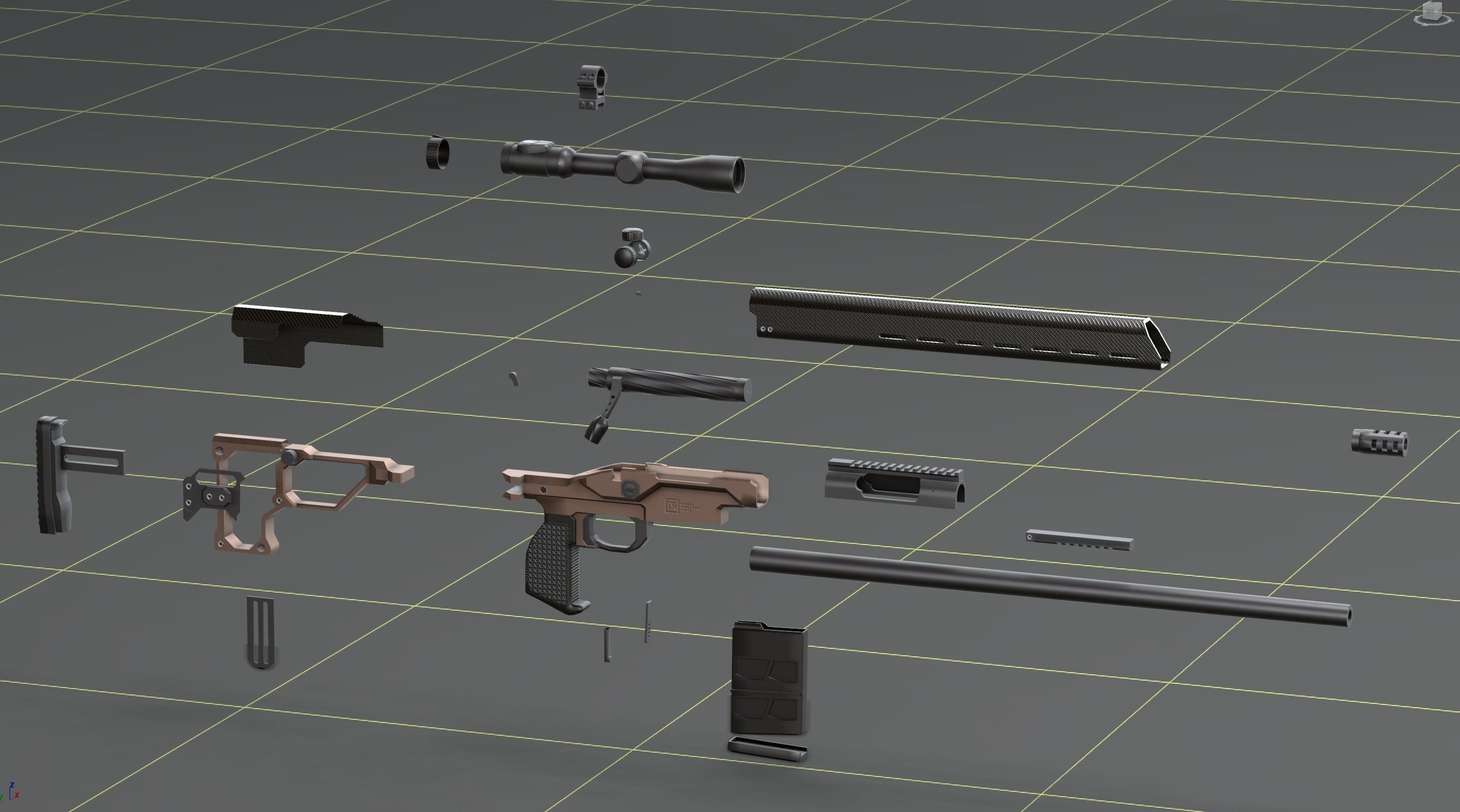 Christensen Arms MPR with Swarovski Optics Low-poly 3D model_9