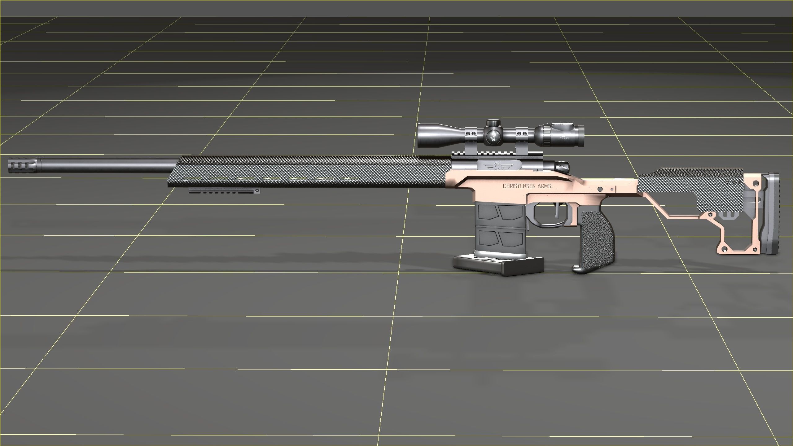 Christensen Arms MPR with Swarovski Optics Low-poly 3D model_26