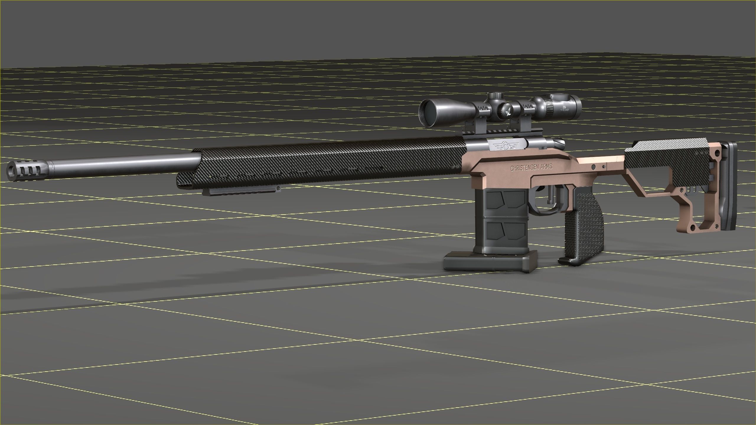 Christensen Arms MPR with Swarovski Optics Low-poly 3D model_20