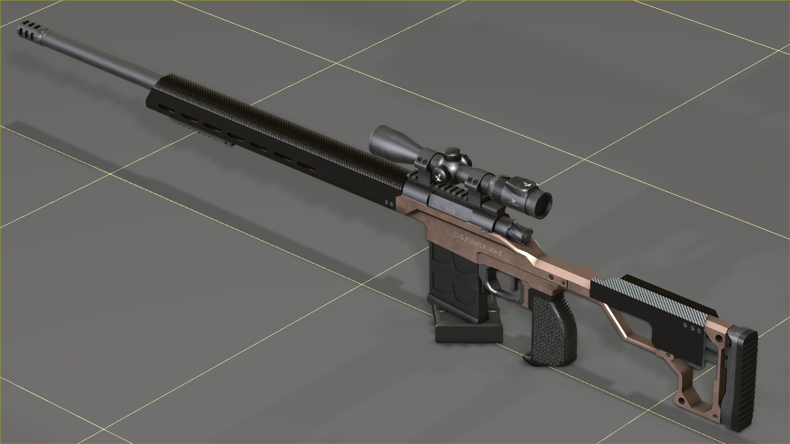 Christensen Arms MPR with Swarovski Optics Low-poly 3D model_12