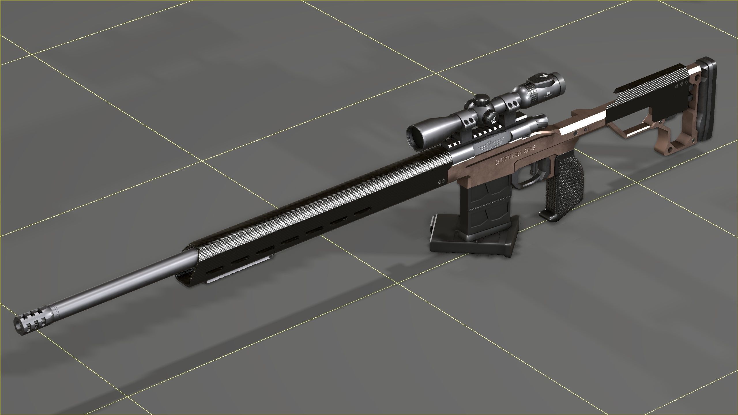 Christensen Arms MPR with Swarovski Optics Low-poly 3D model_10