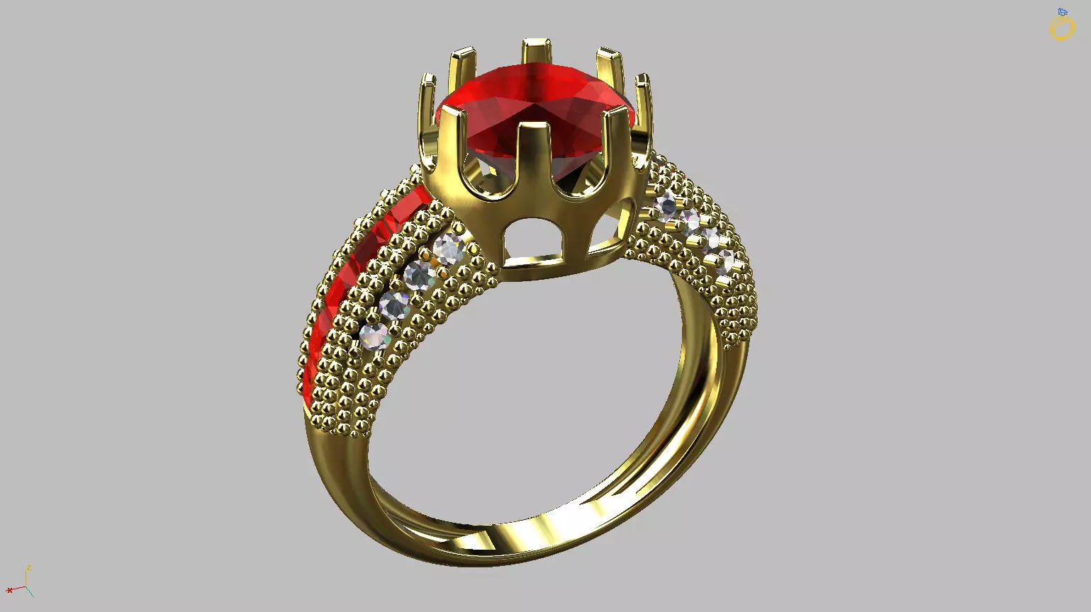 Round Ruby 8mm Ring 3D print model