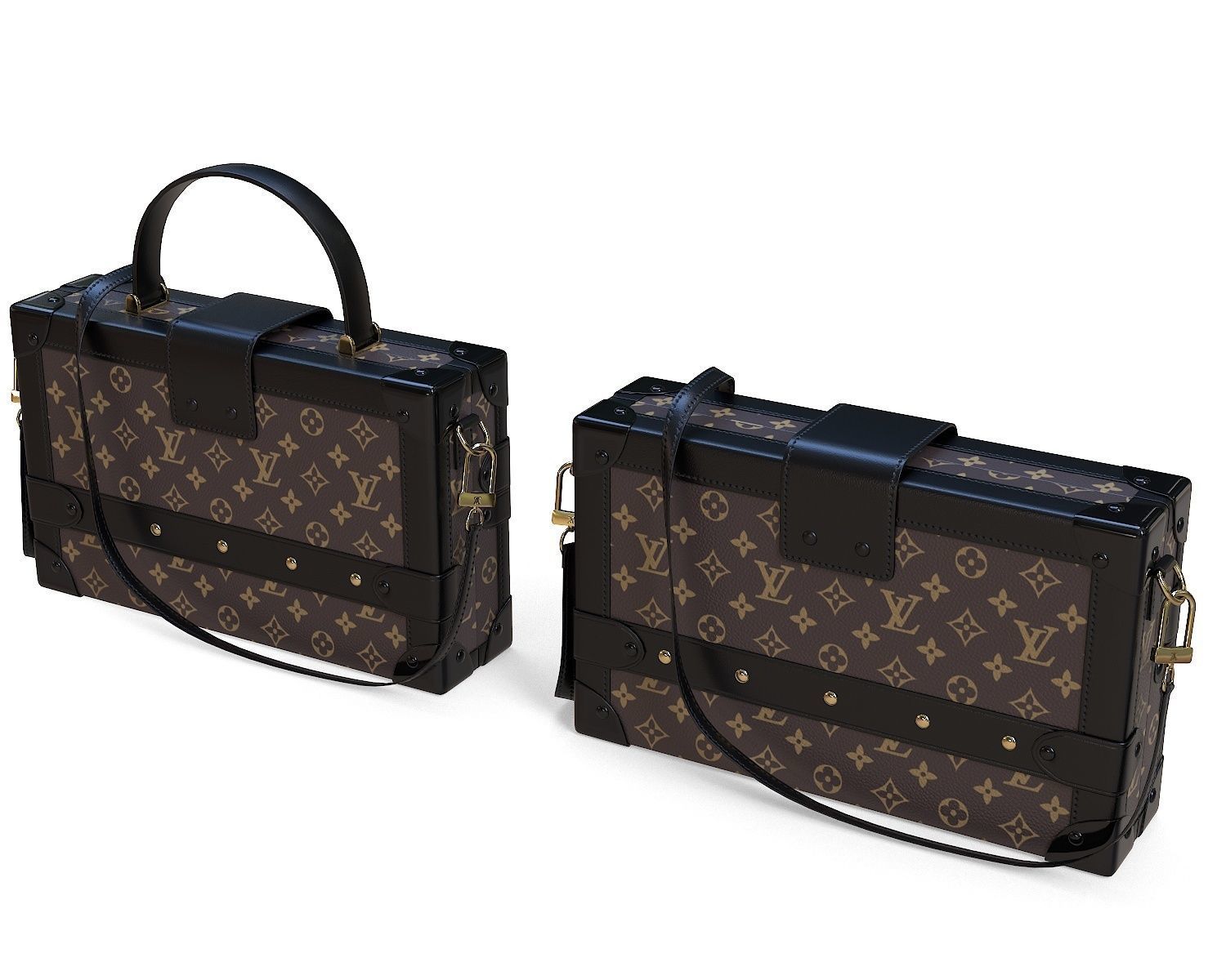 3D model Louis Vuitton Petite Malle Monogram Dark VR / AR / lowpoly