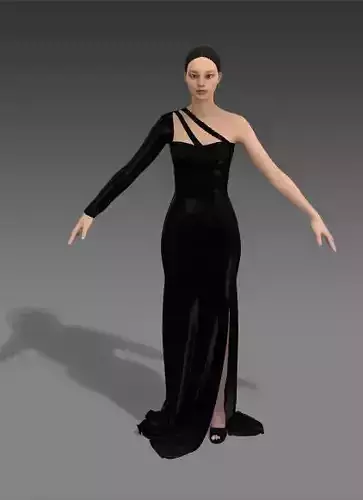 DRESS LONG HEART SHAPED NECKLINE