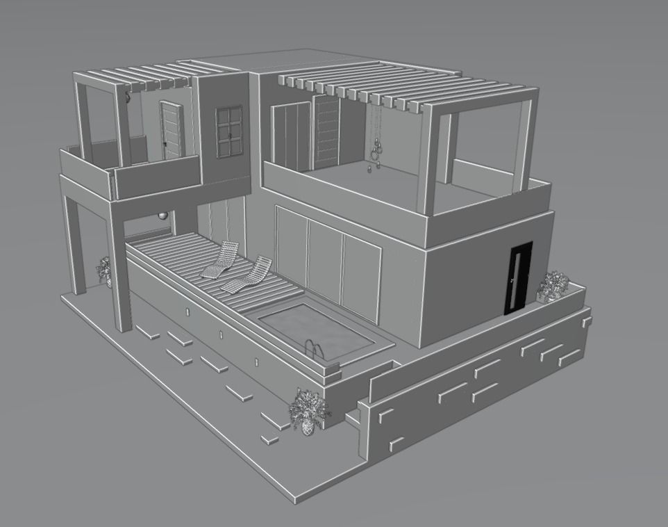 Modern house  3D model_1