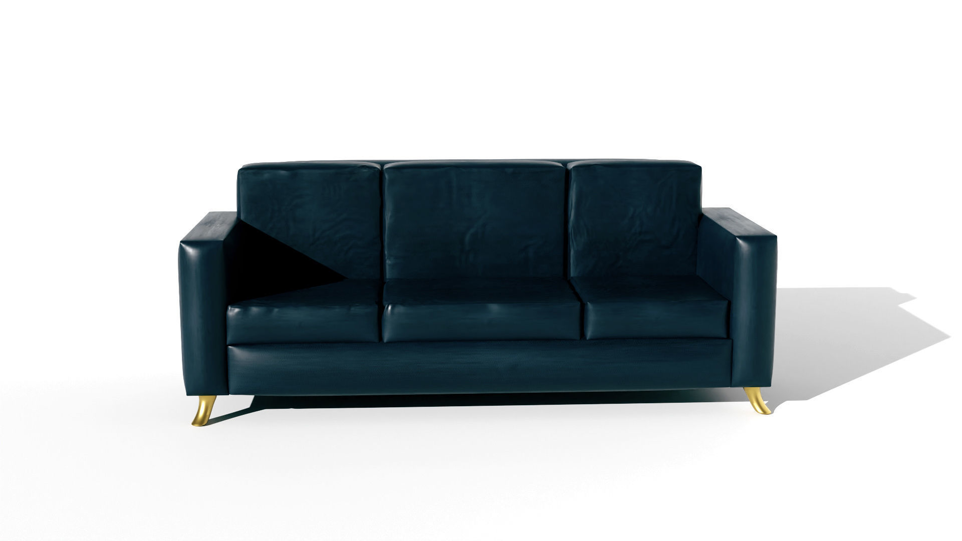 sofa 9 leather with gold legs Low-poly 3D model_1