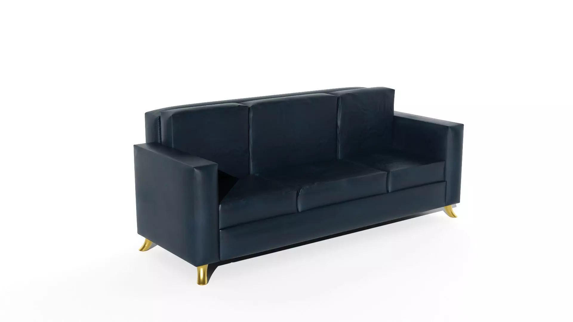 sofa 9 leather with gold legs Low-poly 3D model_0