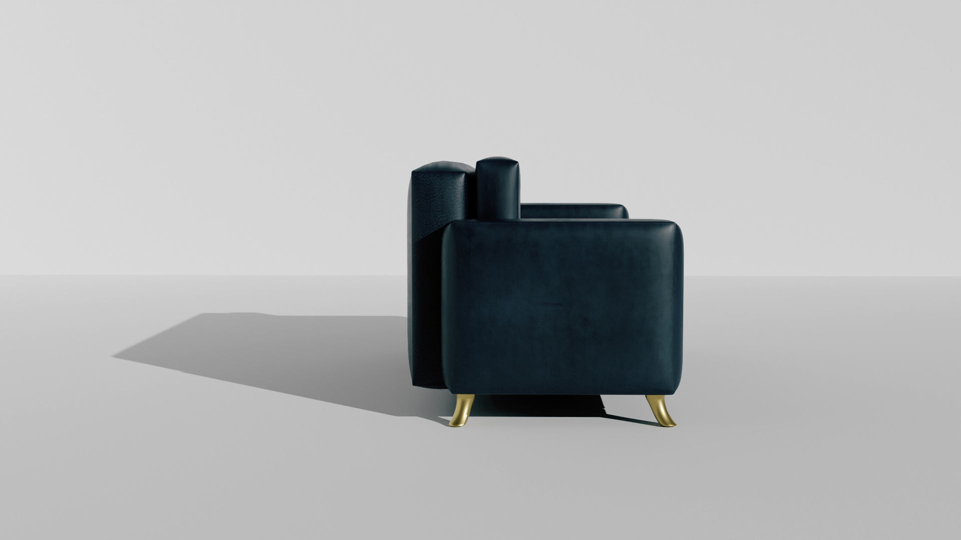 sofa 9 leather with gold legs Low-poly 3D model_2