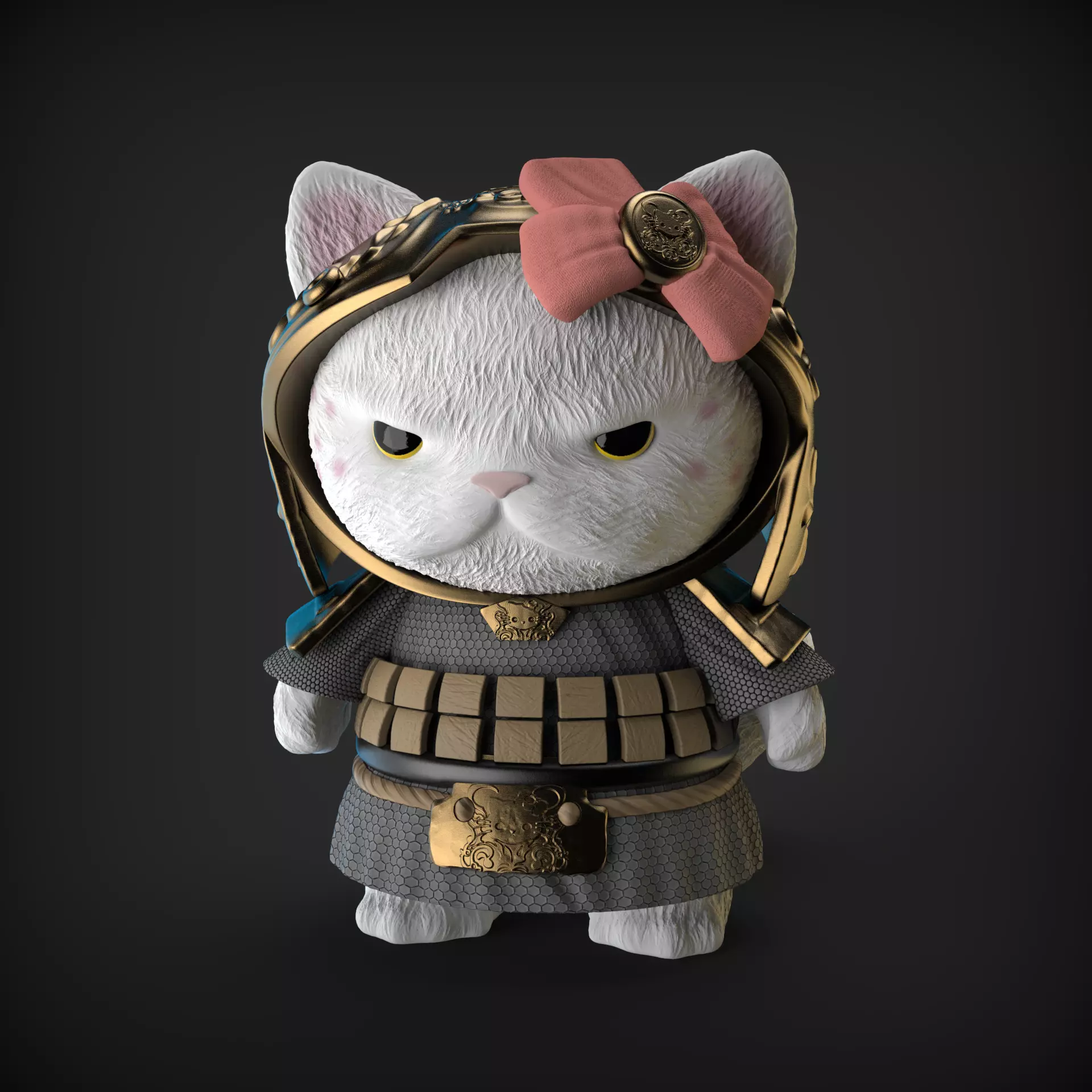 Hello Kitty samurai 3D print model_0