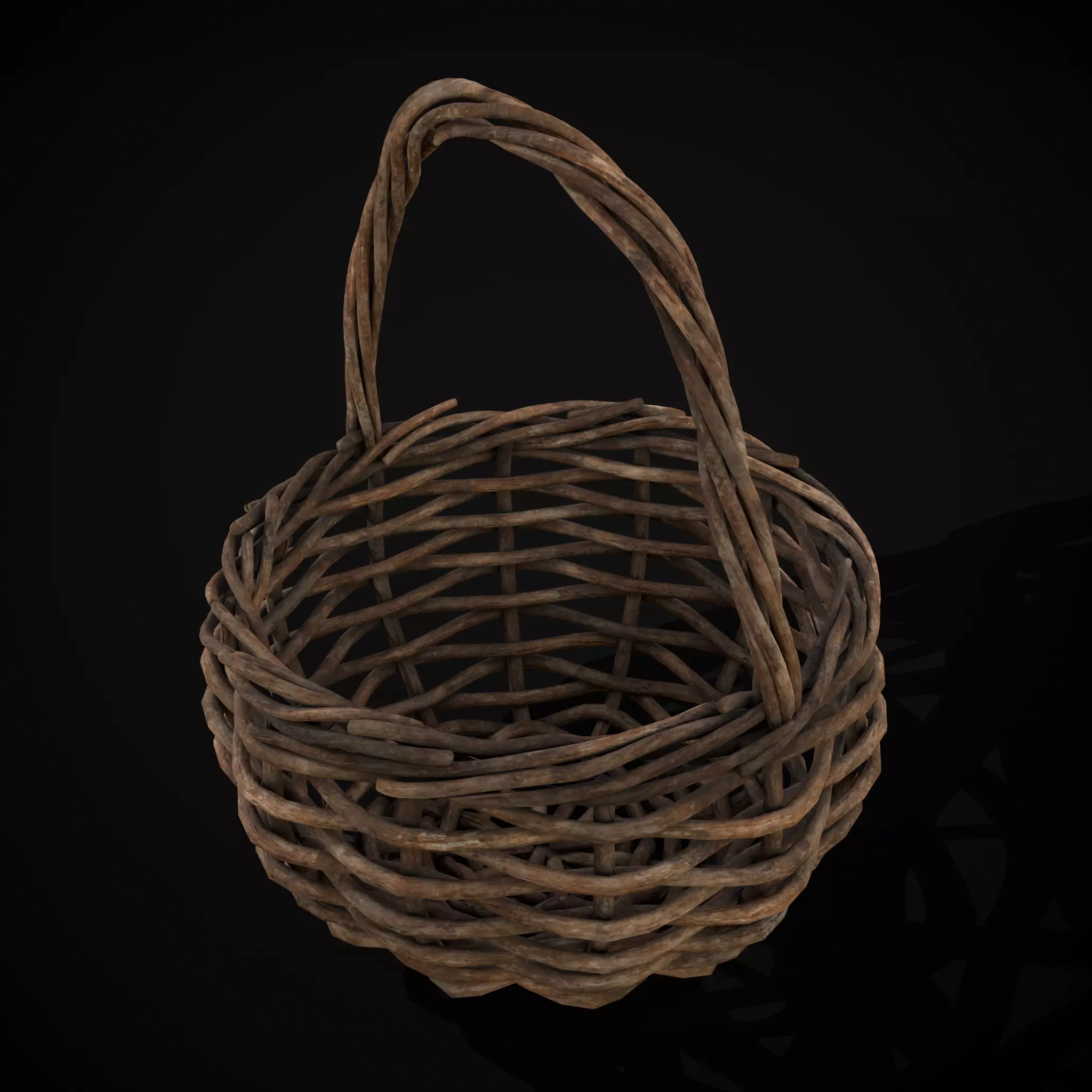 Wooden Root Basket Low-poly 3D model