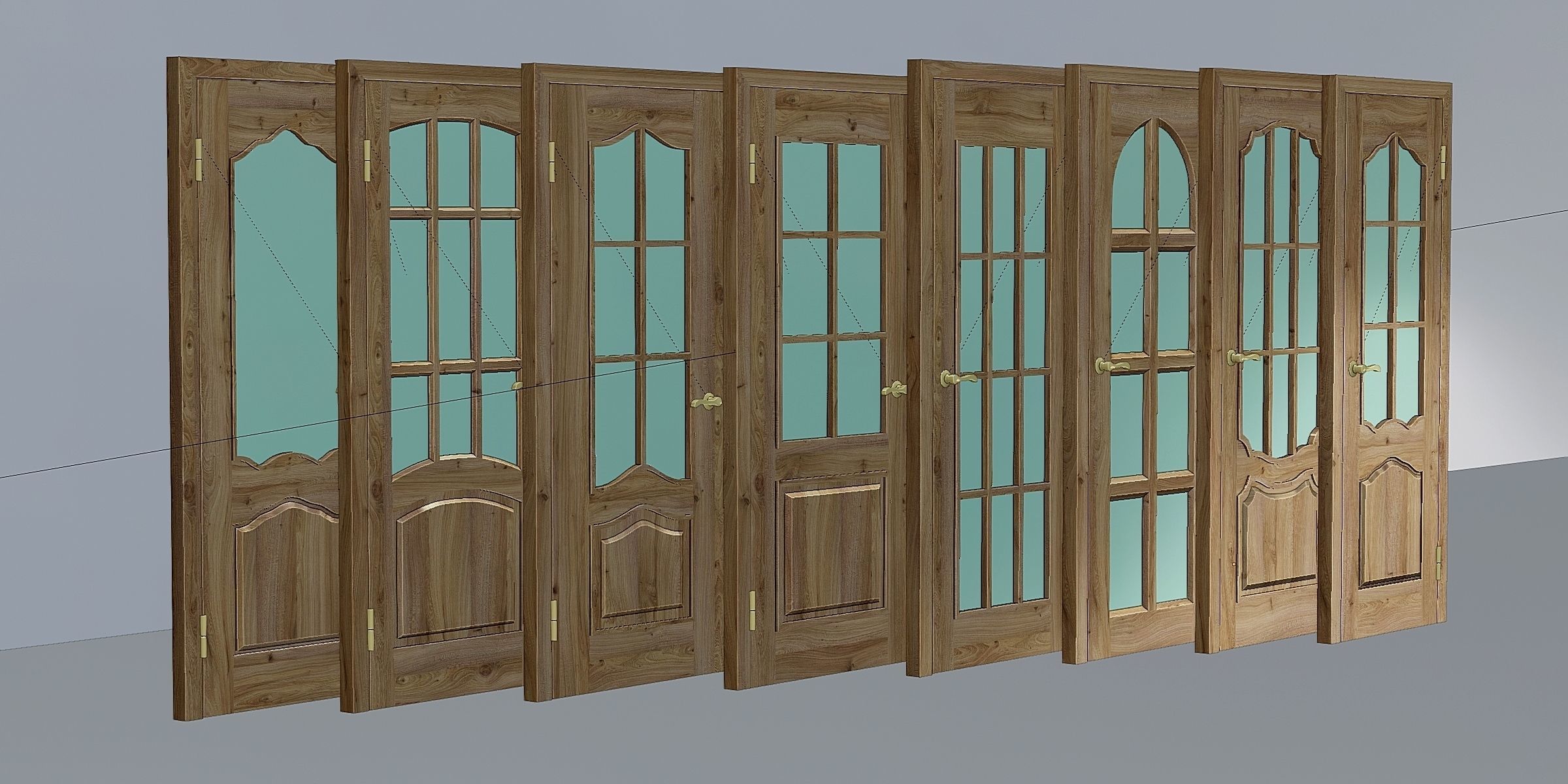 Set of modern interior doors 8 Low-poly 3D model_5
