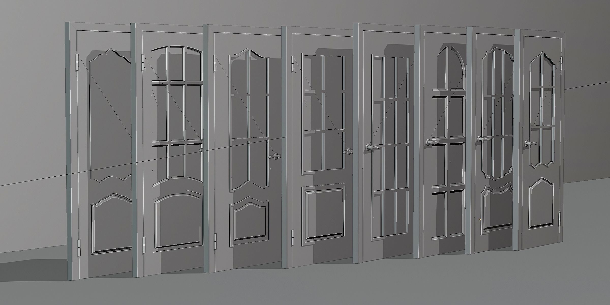 Set of modern interior doors 8 Low-poly 3D model_3