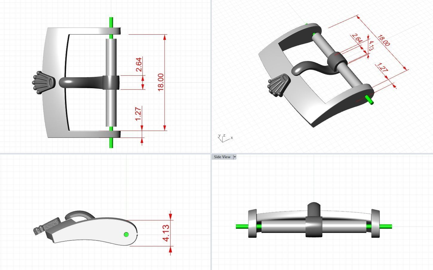 Watch Buckle 16mm 18mm 3D print model_3