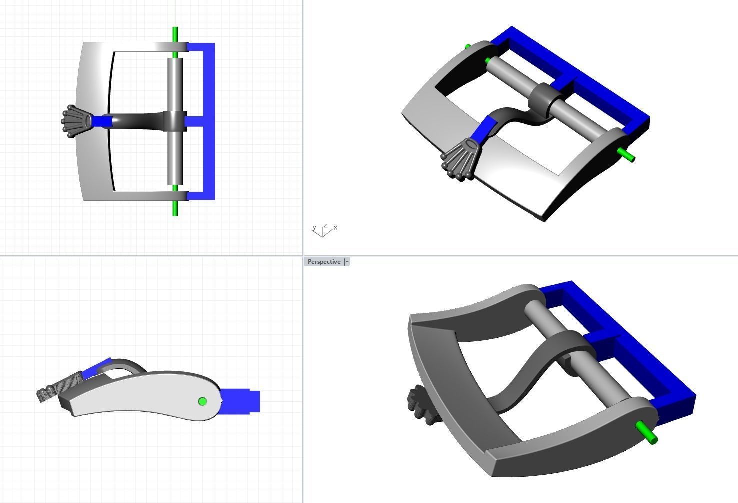 Watch Buckle 16mm 18mm 3D print model_5