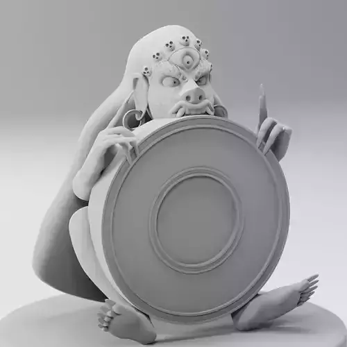 Buddhism Samsara wheel of life with demon 3D model