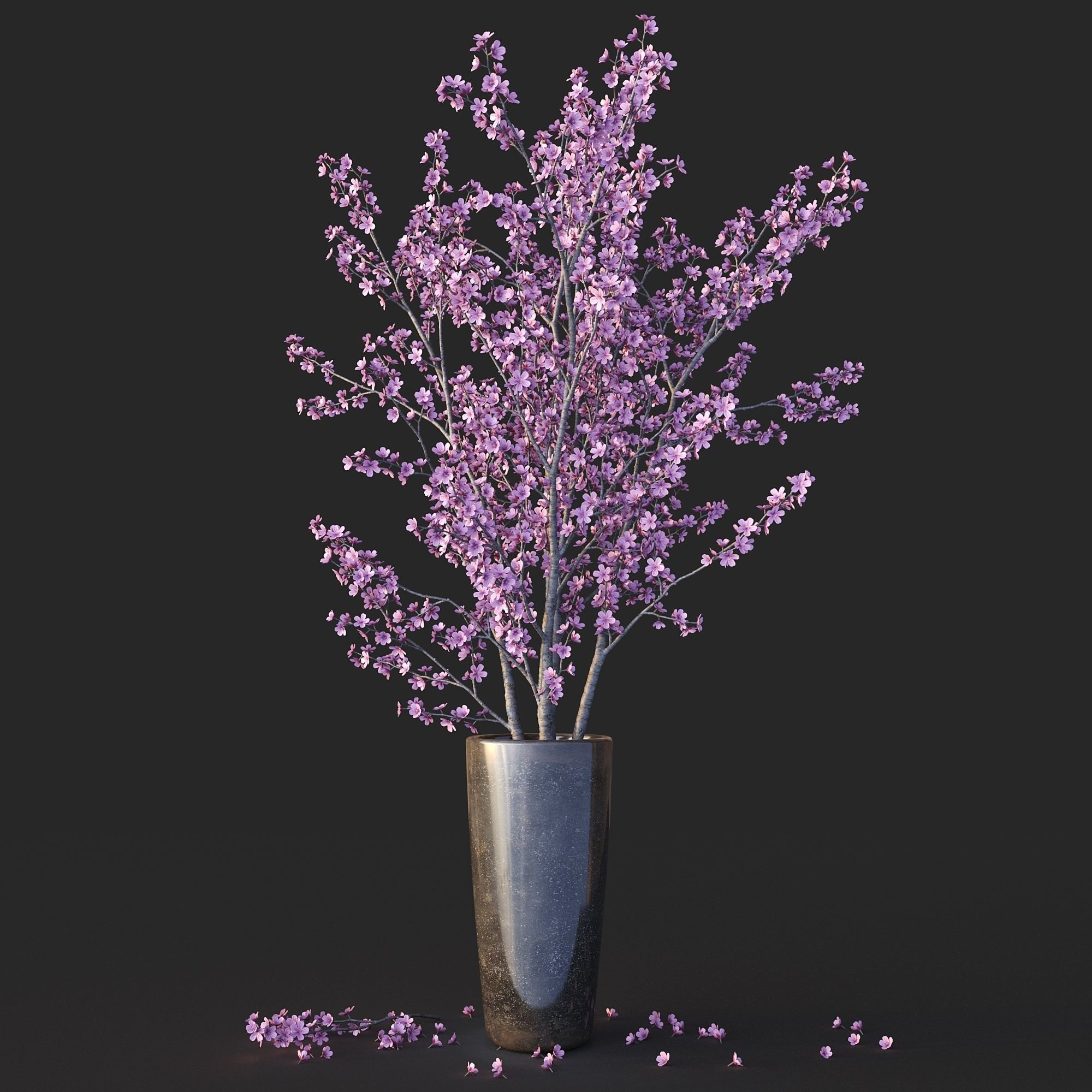Sakura in vase 3D model_2