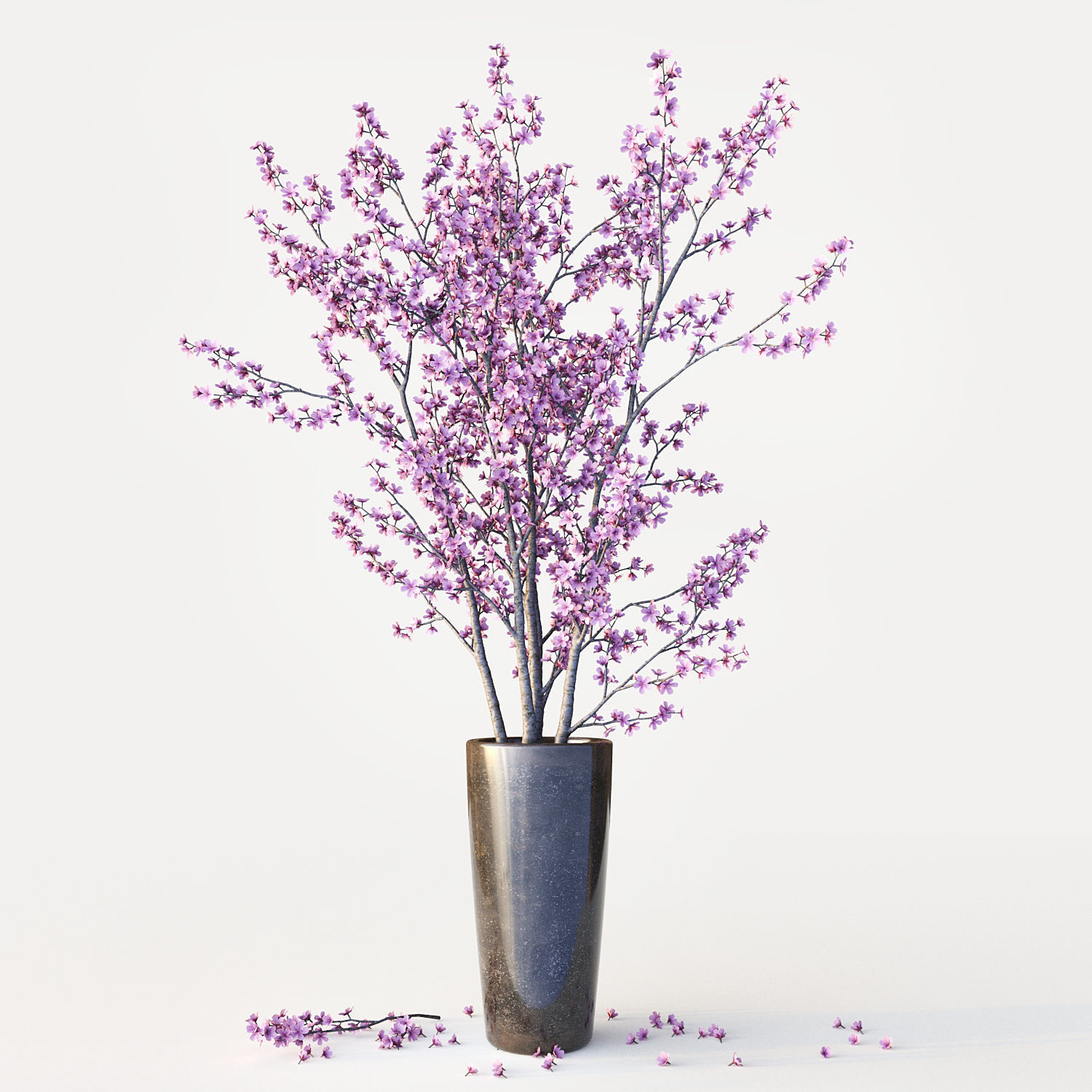 Sakura in vase 3D model_1
