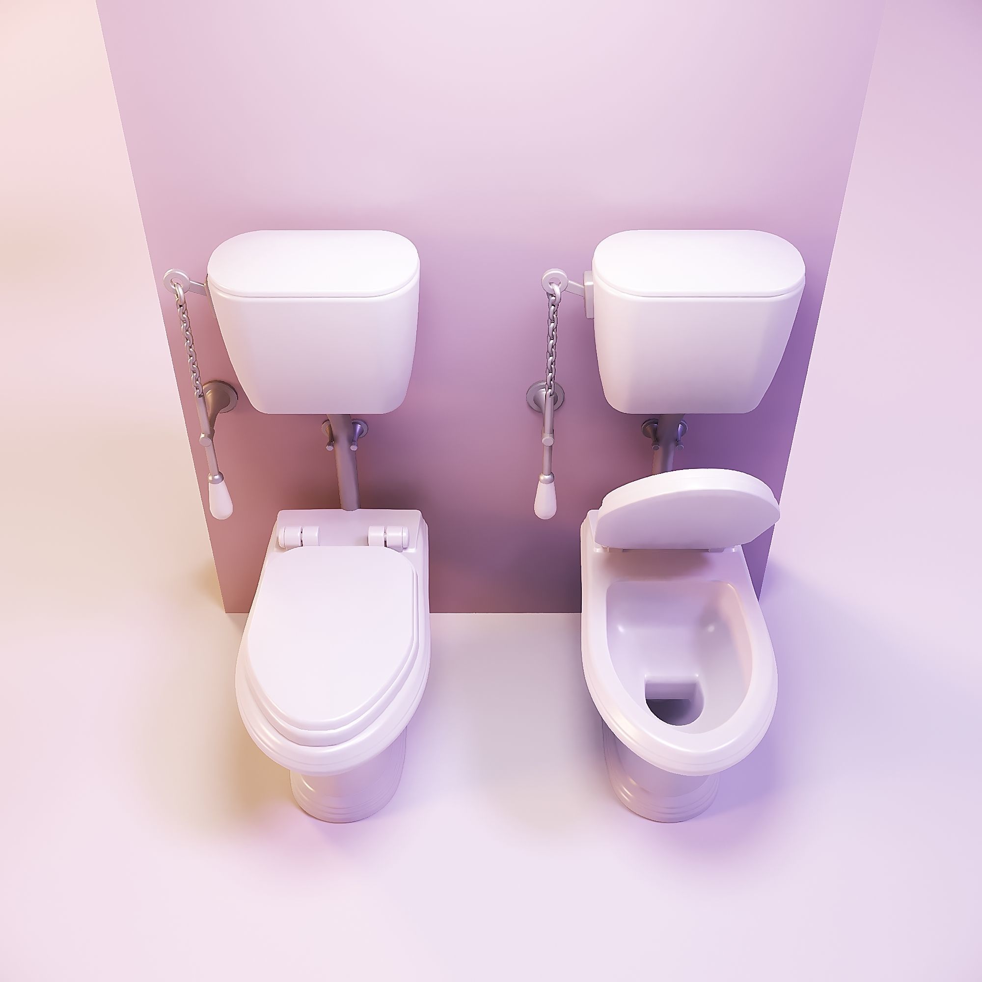Miniature dollhouse furniture toilet with opening lid  3D print model_2