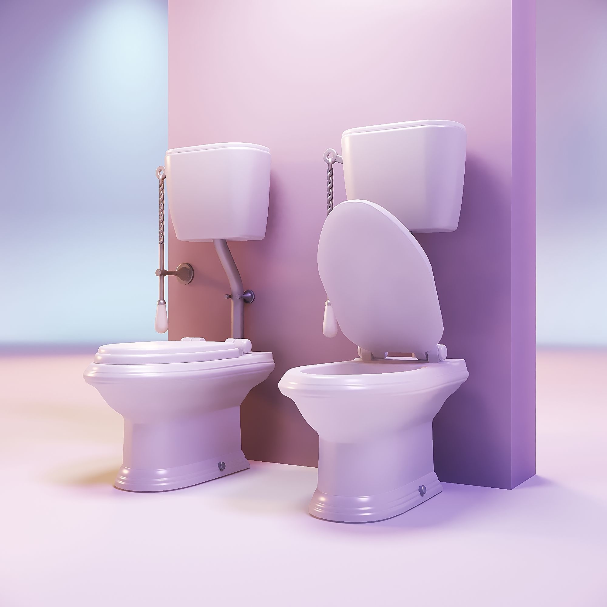 Miniature dollhouse furniture toilet with opening lid  3D print model_1