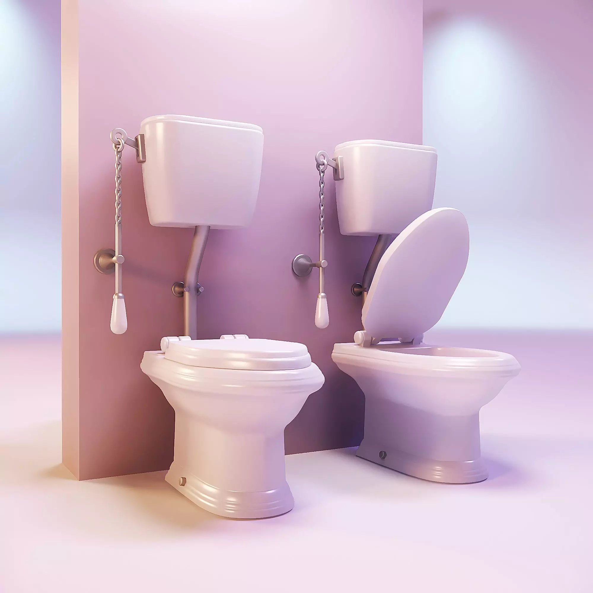 Miniature dollhouse furniture toilet with opening lid  3D print model_0