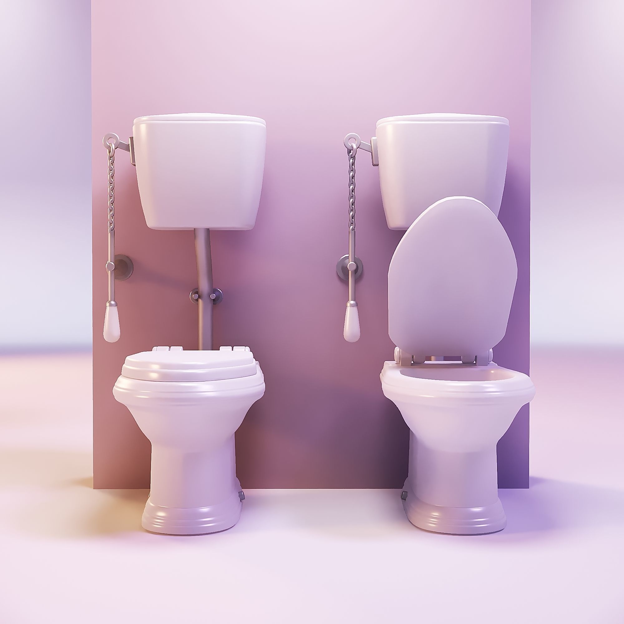 Miniature dollhouse furniture toilet with opening lid  3D print model_3