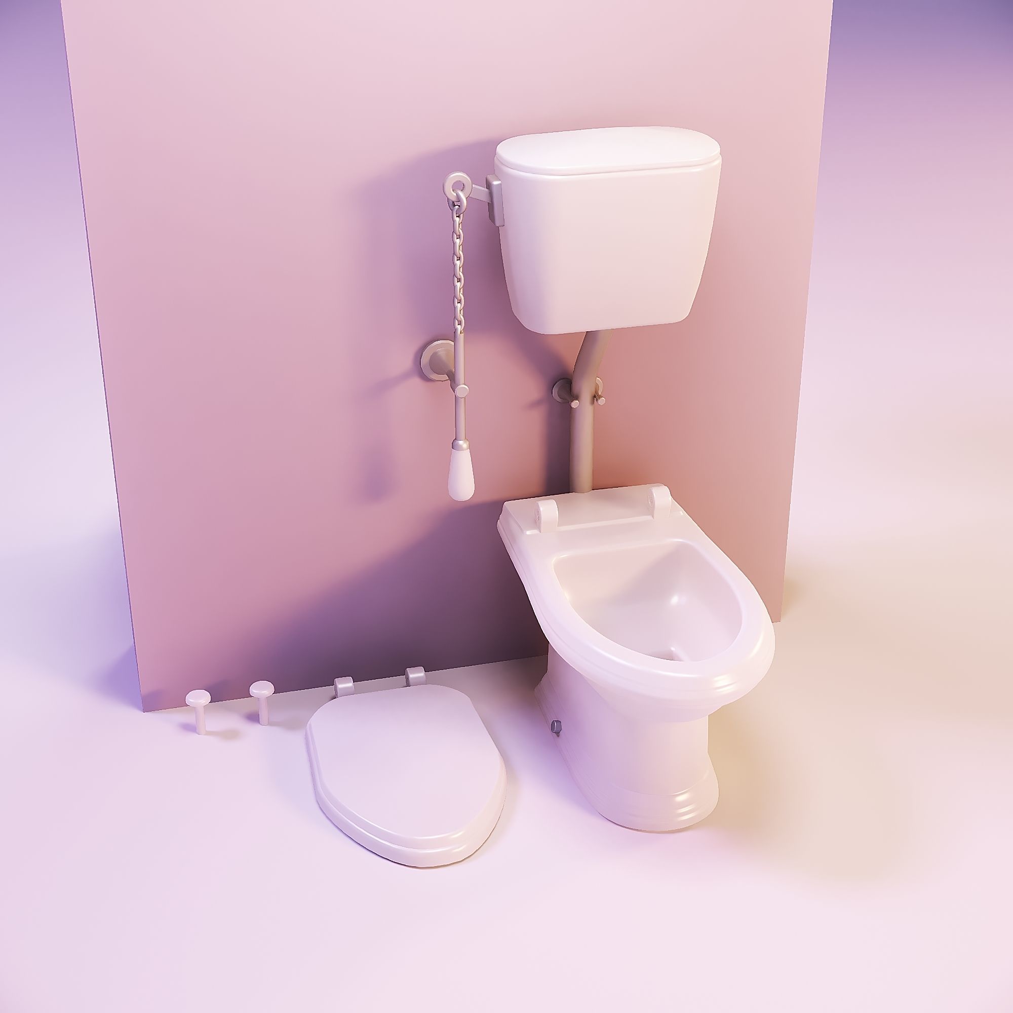 Miniature dollhouse furniture toilet with opening lid  3D print model_4