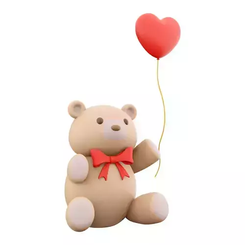 3d  toy bear with heart on hand icon 3D model