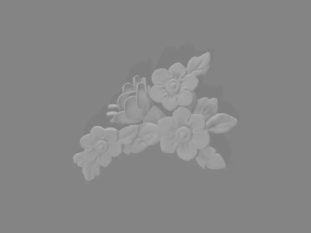 Flowers and leaves relief for 3D print and CNC model 3D print model_0