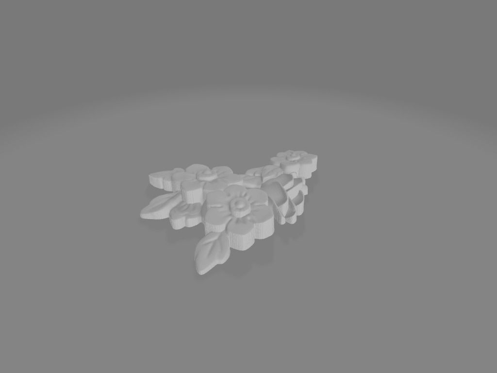 Flowers and leaves relief for 3D print and CNC model 3D print model_2
