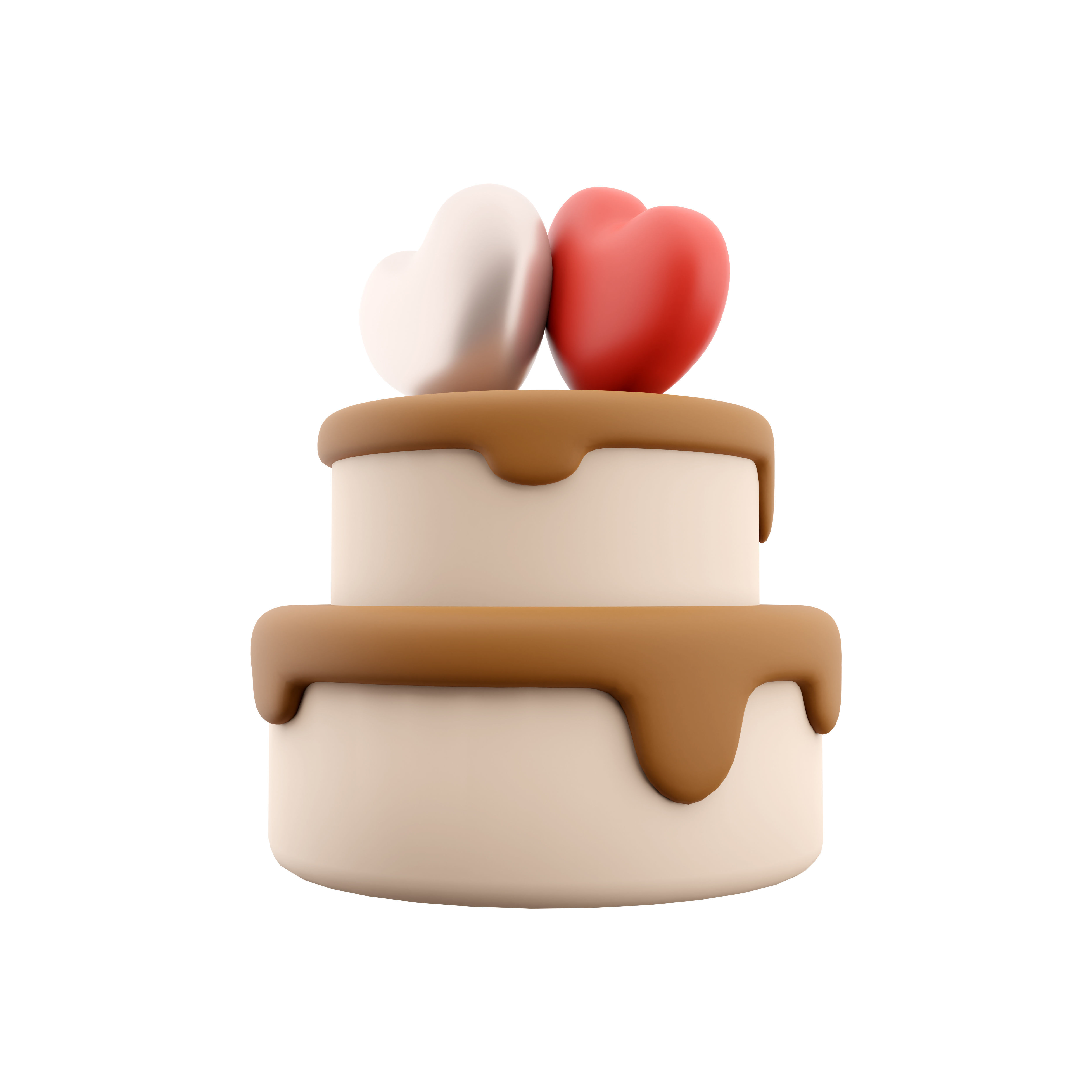 3d rendering Happy Valentines day cake with hearts icon 3D model_4
