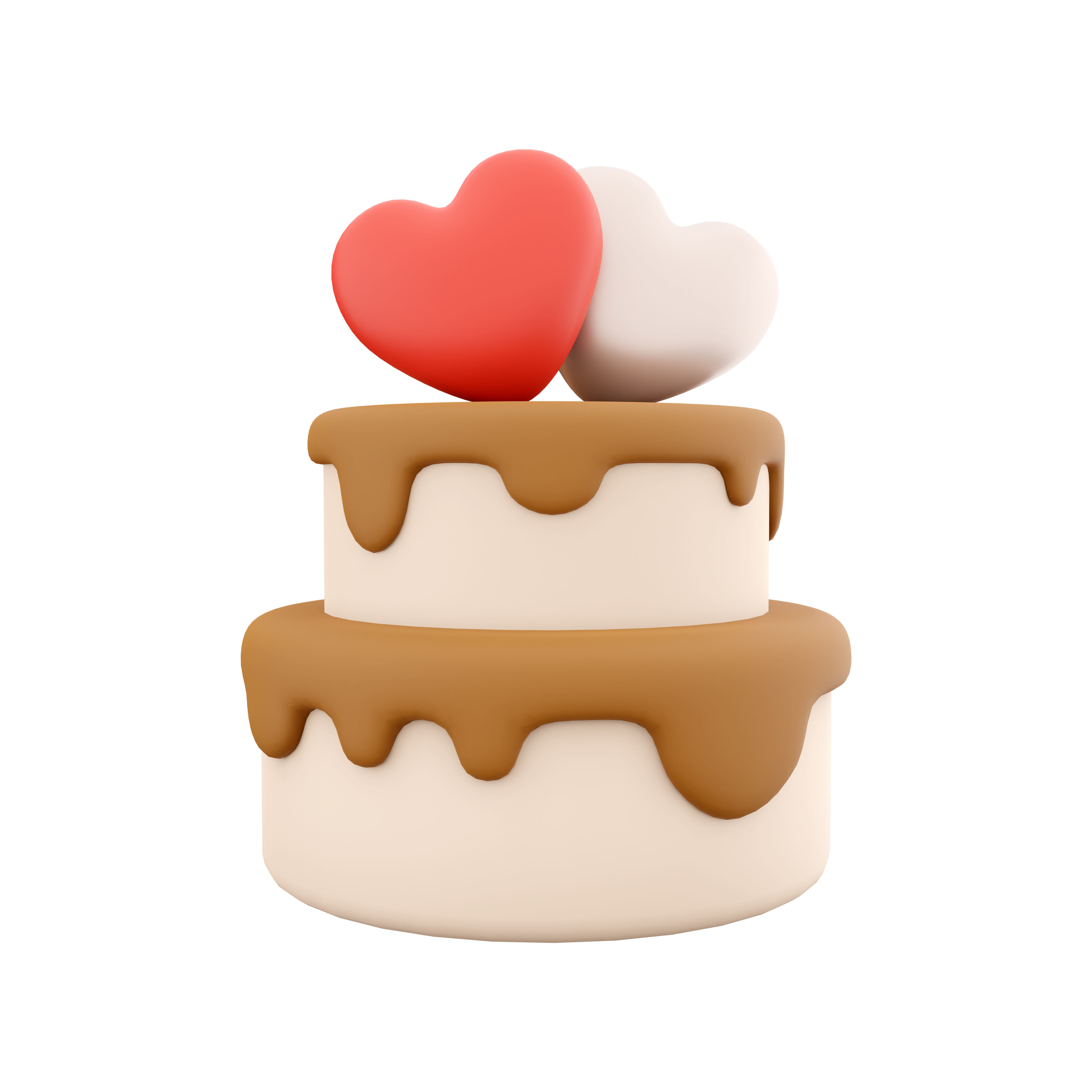 3d rendering Happy Valentines day cake with hearts icon 3D model_5