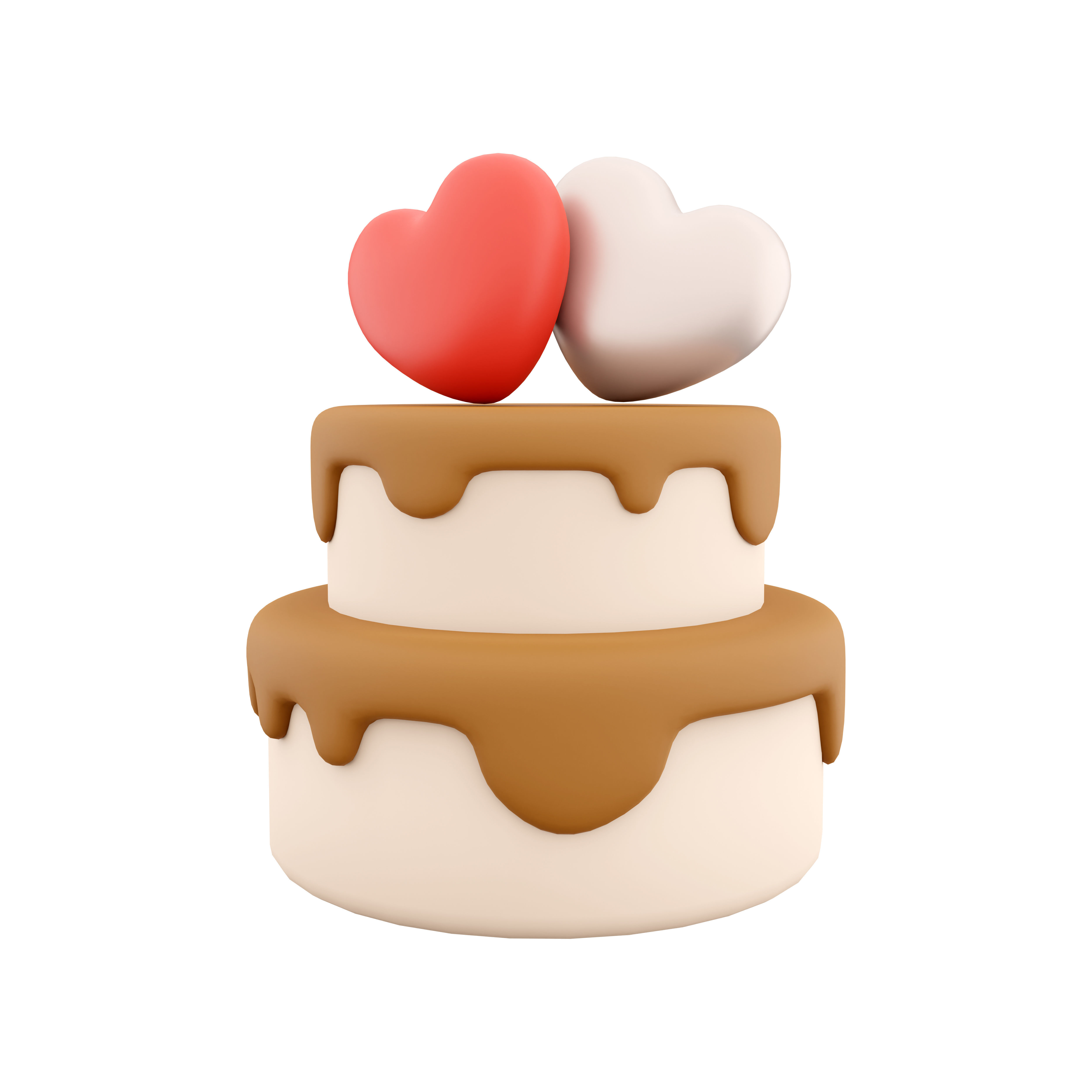 3d rendering Happy Valentines day cake with hearts icon 3D model_3