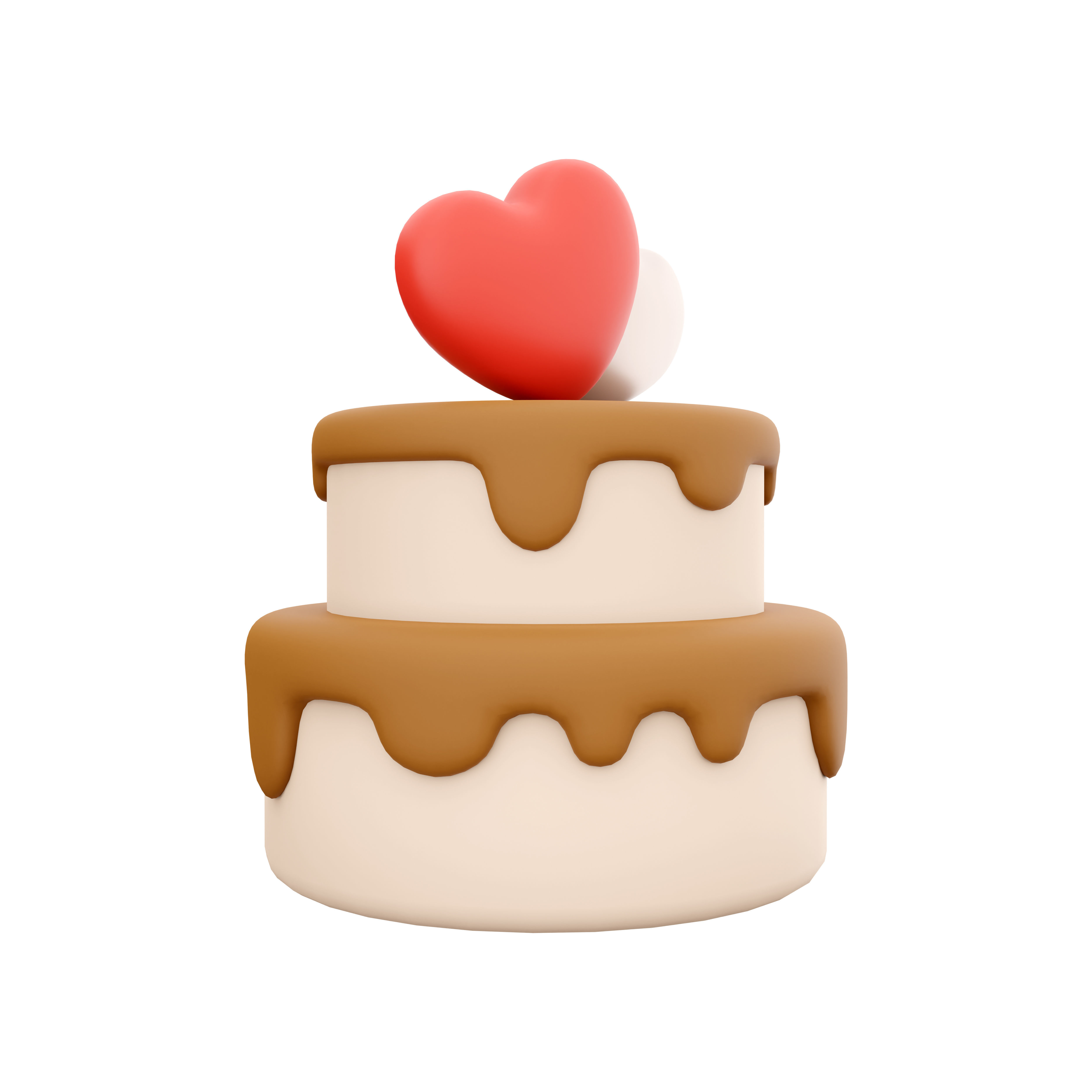 3d rendering Happy Valentines day cake with hearts icon 3D model_2