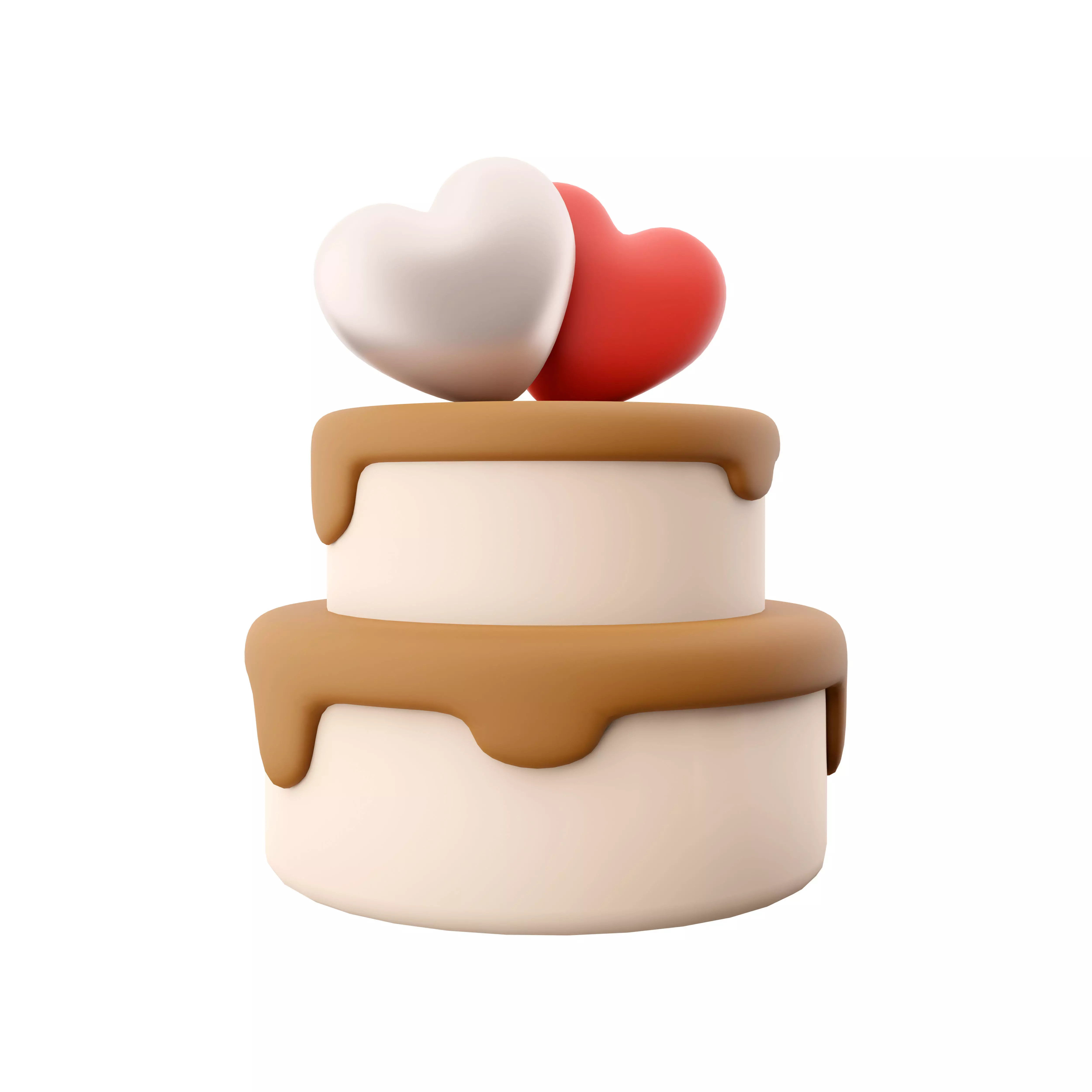 3d rendering Happy Valentines day cake with hearts icon 3D model_0