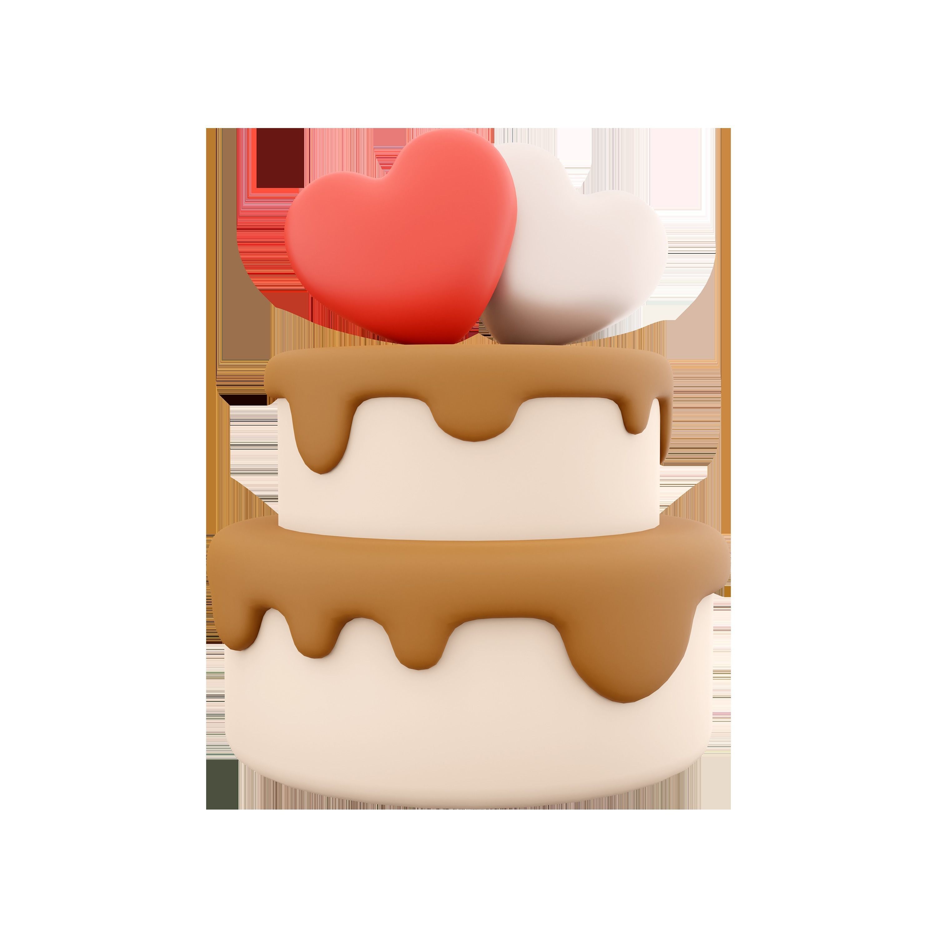 3d rendering Happy Valentines day cake with hearts icon 3D model_1