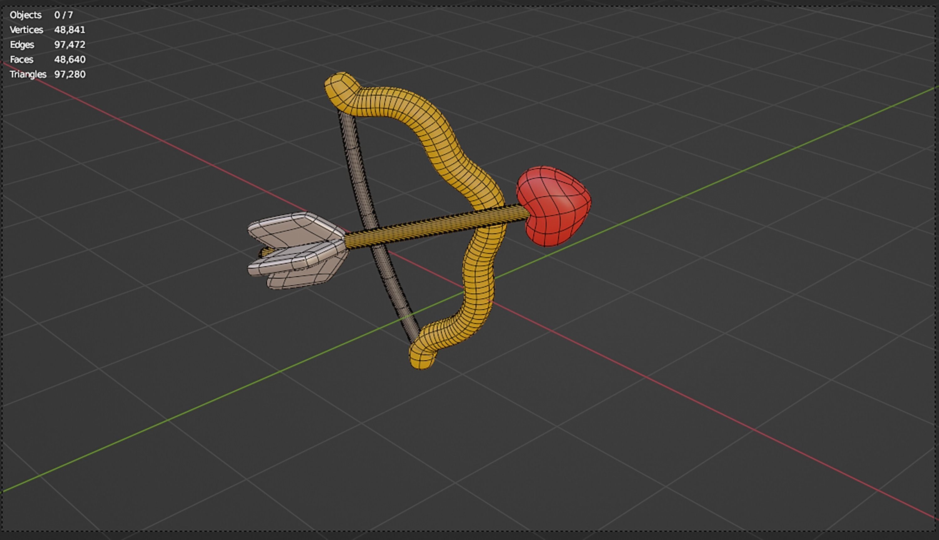 3d of cupid s bow with an arrow icon 3D model_6