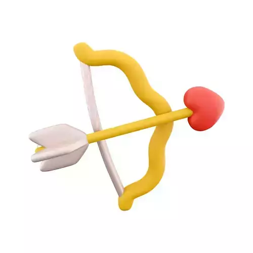 3d of cupid s bow with an arrow icon 3D model