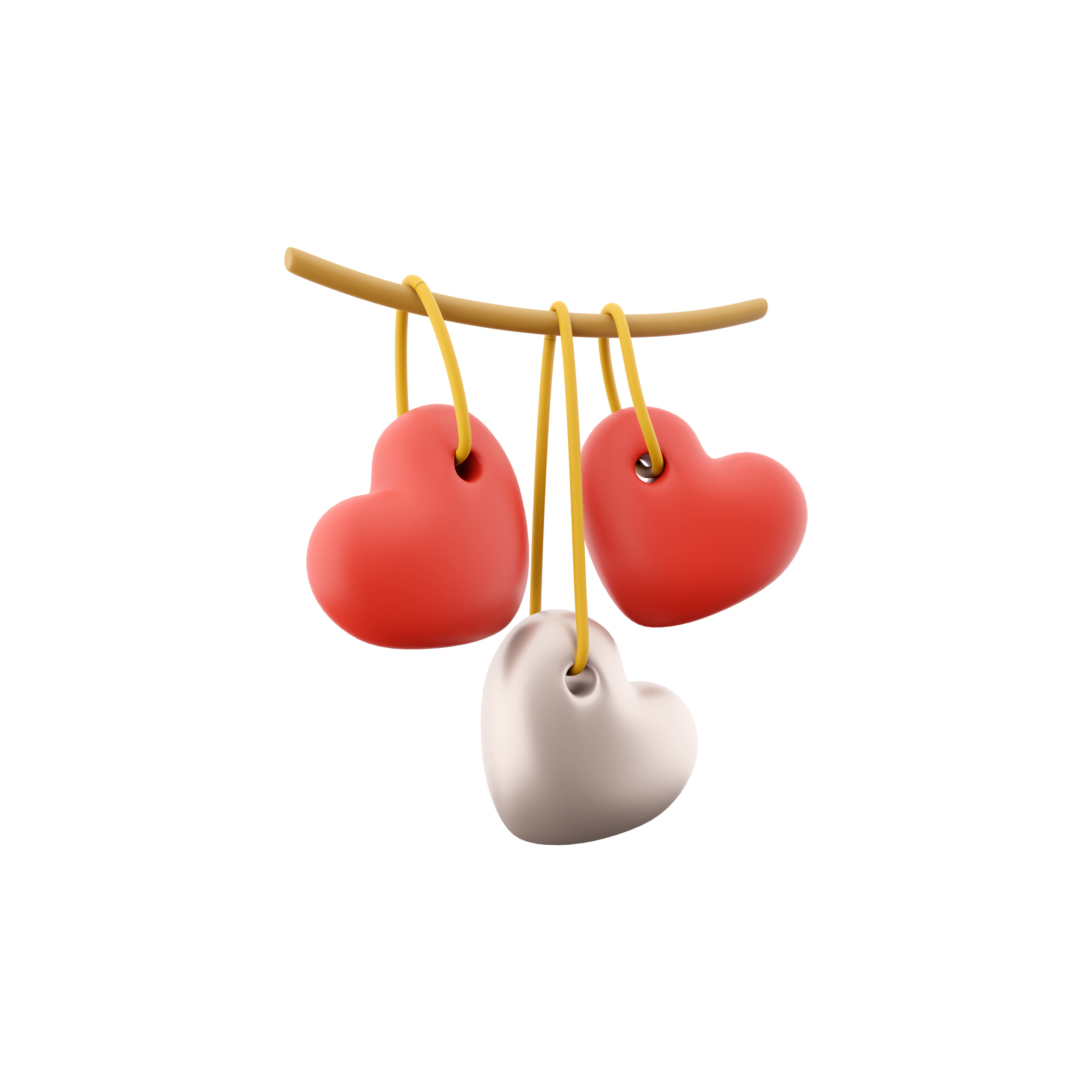 3d red and white hearts hanging icon 3D model | CGTrader