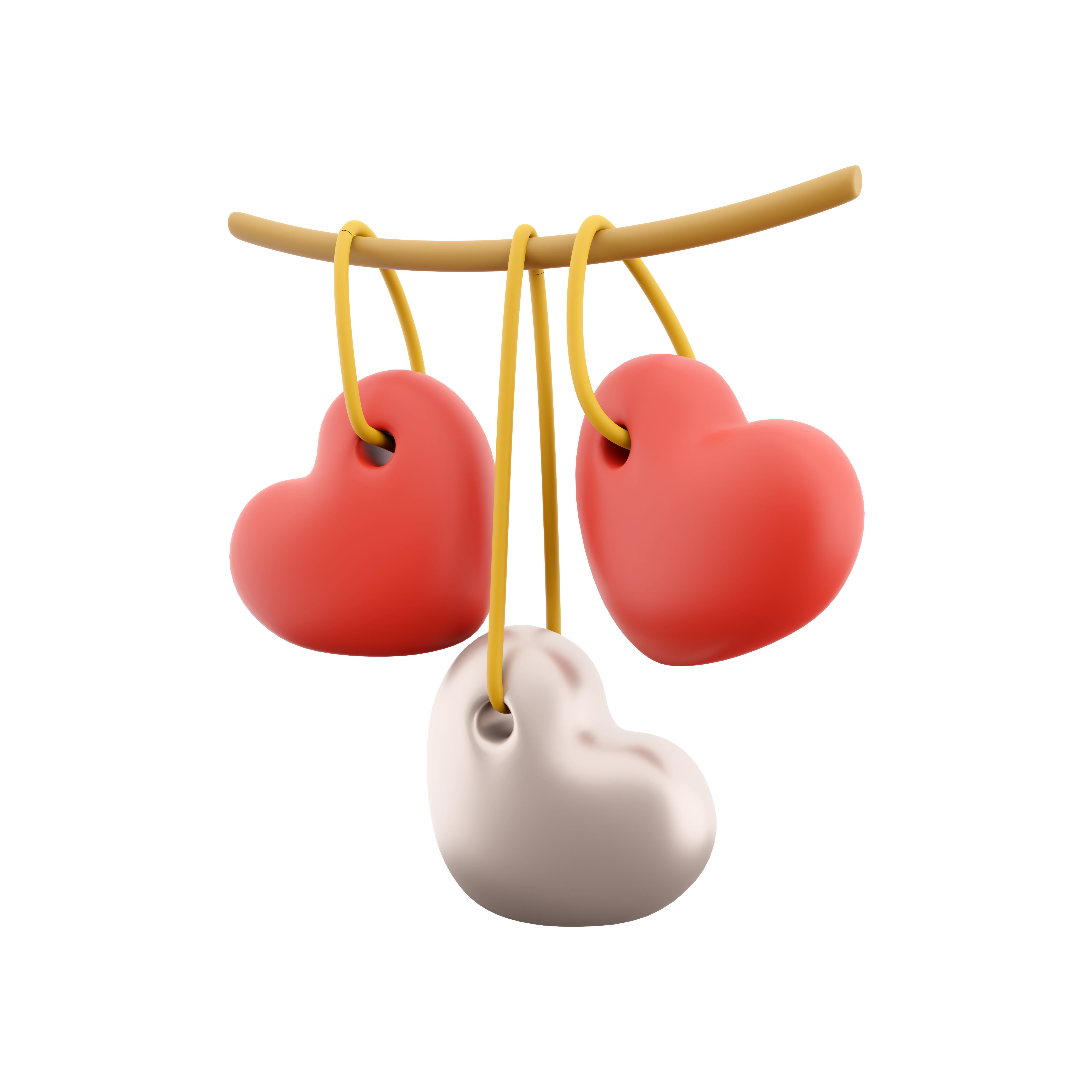 3d red and white hearts hanging icon 3D model | CGTrader